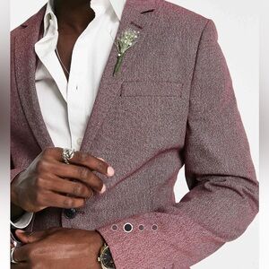 ASOS Suit Jacket w/ micro texture in burgundy (Size Chest 42 Reg)